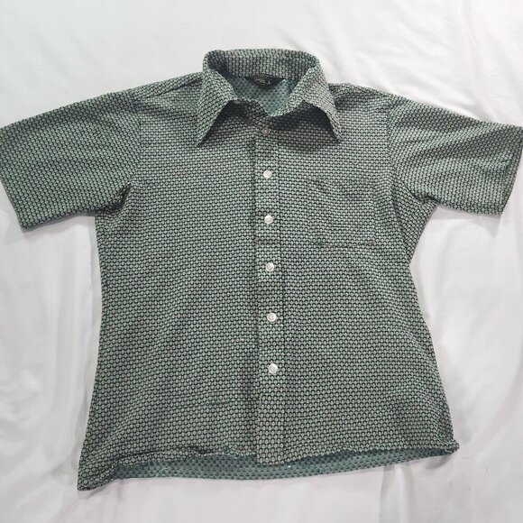 Vintage 60s JC Penney Patterned Short sleeve button down LARGE - Picture 1 of 7
